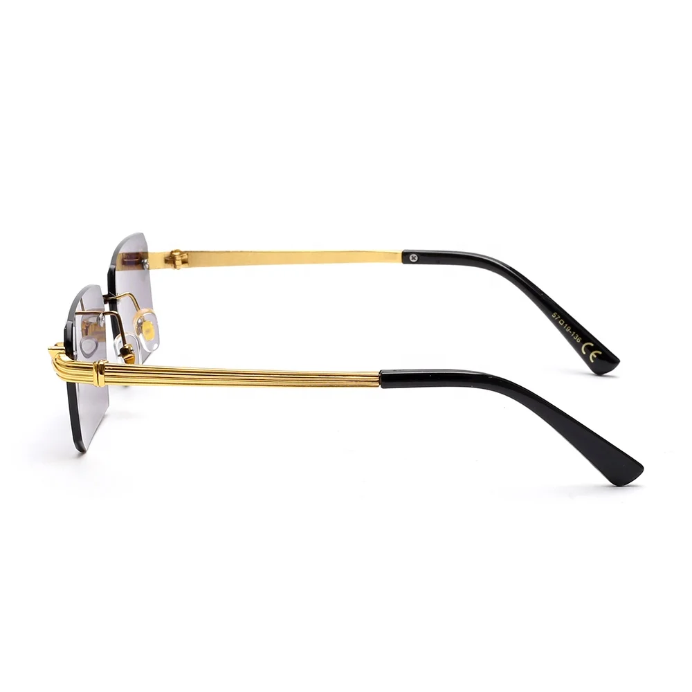 2024 Cheap Eyewear Stylish Rimless Cut Edge Panther Head Vintage Gold Metal Leopard Head Leg UV400 Protection Sunglasses Women