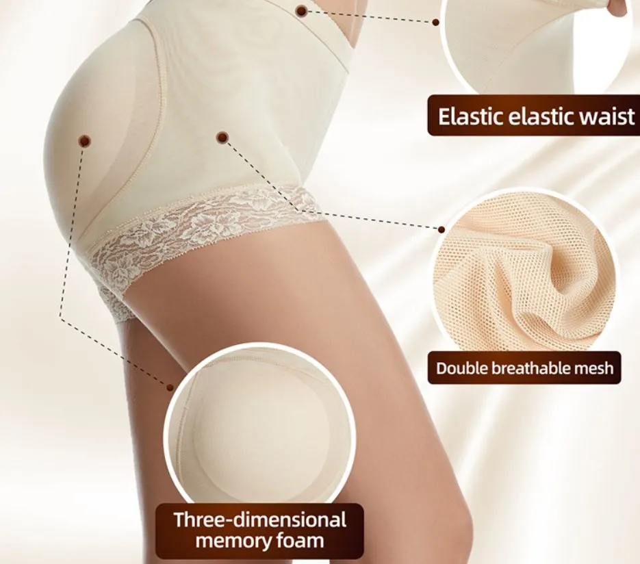 Women Shapers Plus Size Butt Pads Enhancer Panties Lace High Waist Fake Ass Padded Female Panties