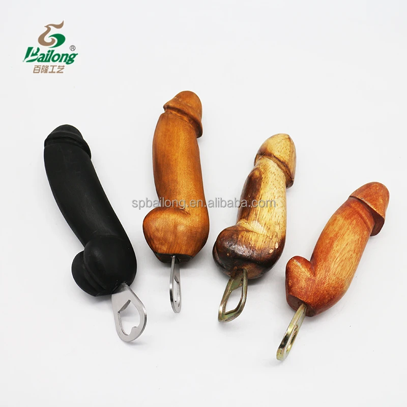 Factory price wholesale custom logo souvenir wood penis handle bottle opener