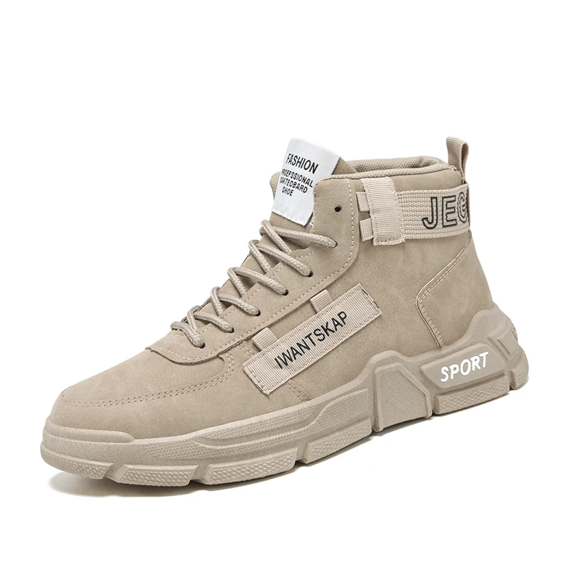 Factory Wholesale Custom Leather Shoes High Top Sneakers For Mens