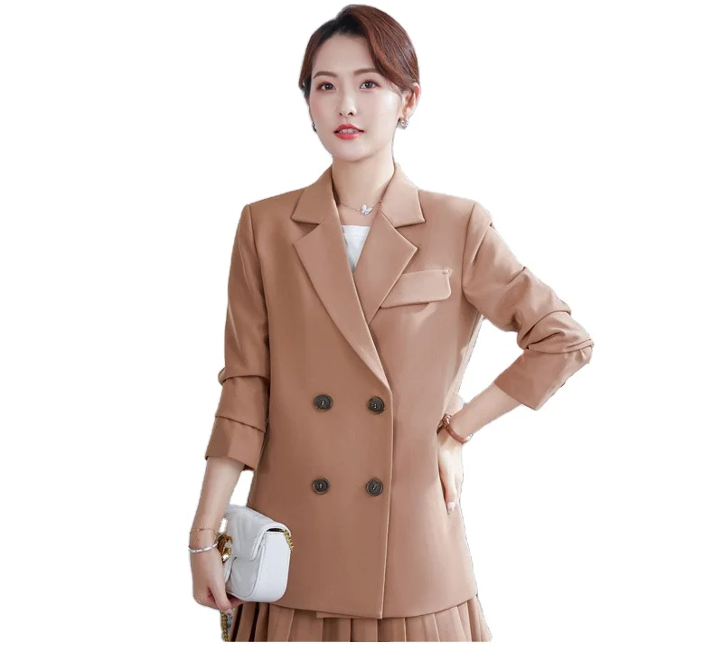 Japanese style Purple mini pleated short skirt working uniform customized young girl 2 piece tuxedo suit set for summer