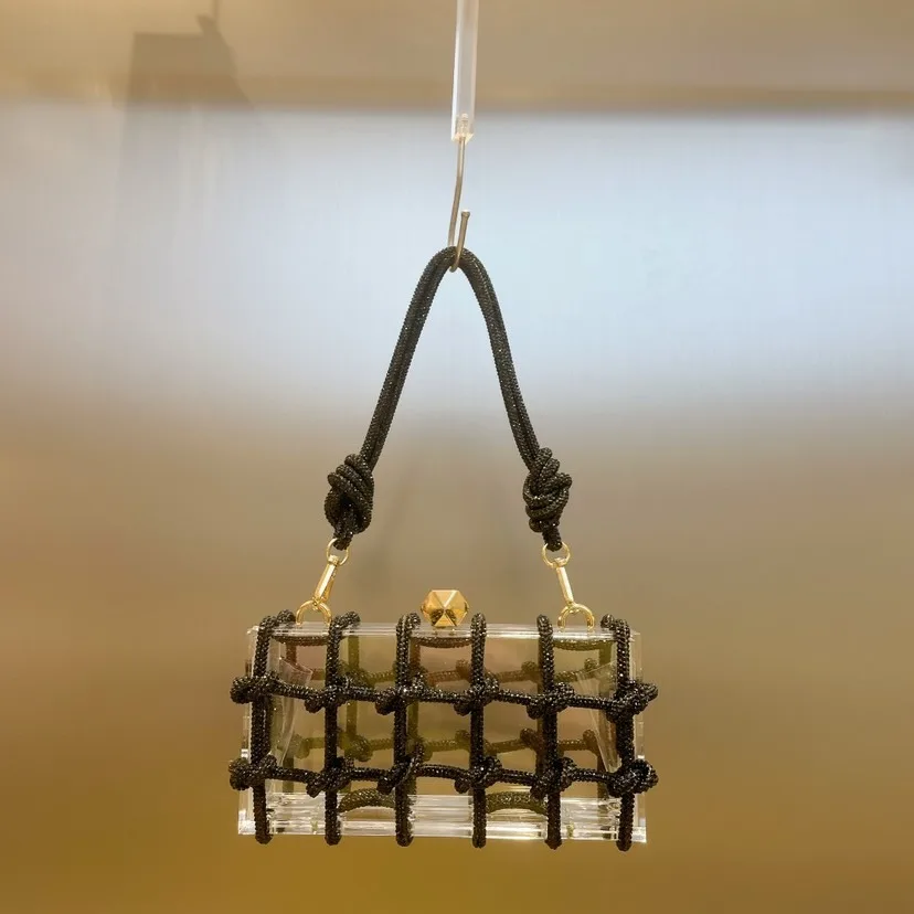 Женская Повседневная сумка через плечо со стразами элегантная прозрачная акриловая сумка-клатч