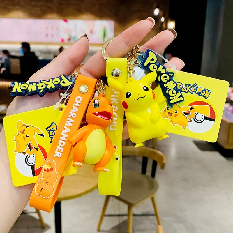 Wholesale Cartoon 3D Rubber Pokemoned Animation Series Pikachu Squirtle Key Chain Anime Keychain