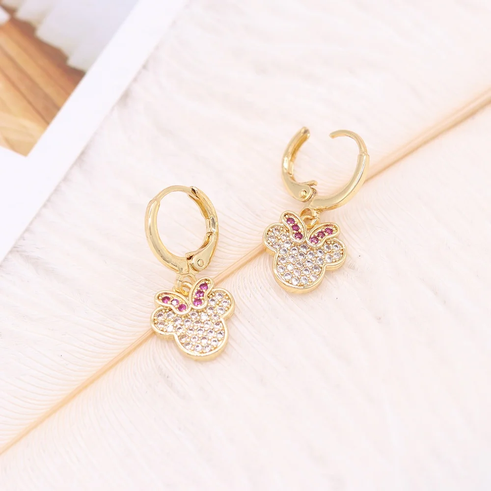 Wholesale Cute Jewelry Beauty Mouse Drop Gold Earrings For Girls