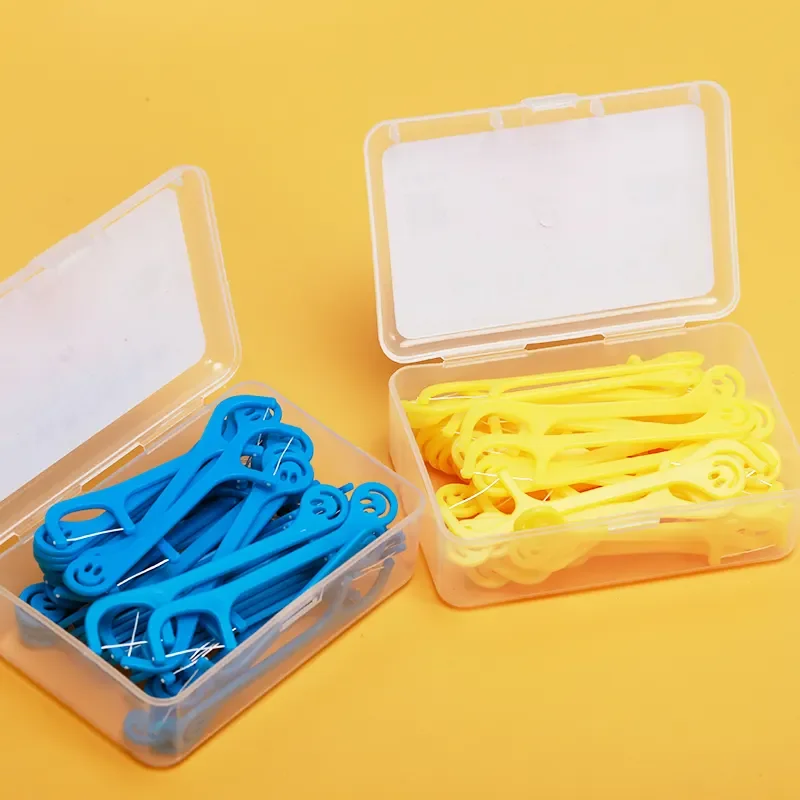 Custom Colorful Portable Dental Floss Pick Dispenser with Plastic Box