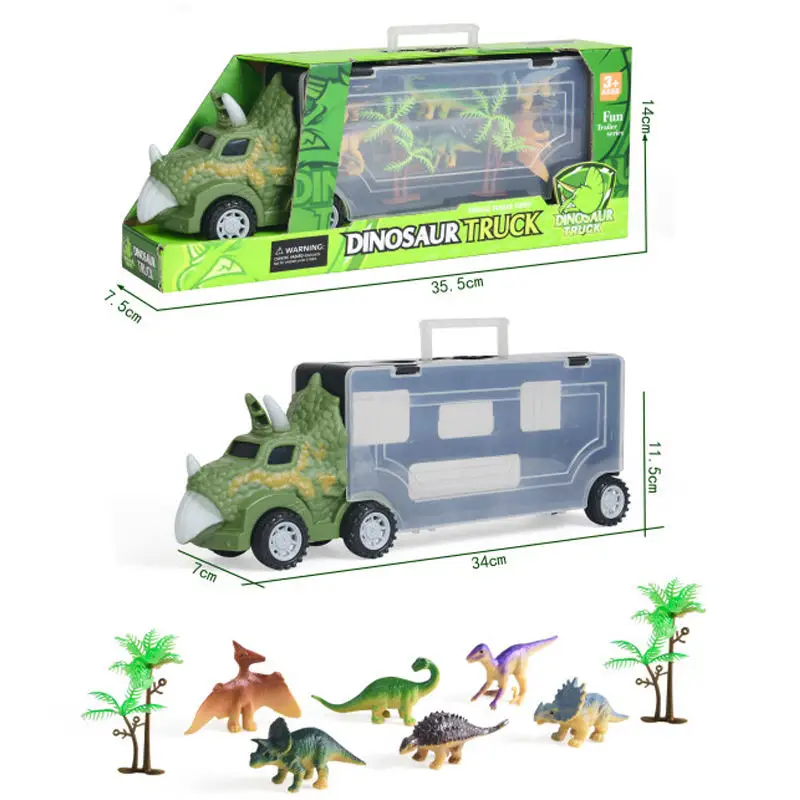2024 Wholesale Cheap Plastic Animals Military Vehicle Toys Pretend Play Dinosaur Carrier Truck Vehicle With Dinosaur Figures