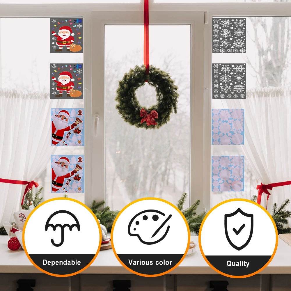 USA Stock 1pc 25*35cm 2 Styles Mixed Christmas Party Decoration Glass Static Film