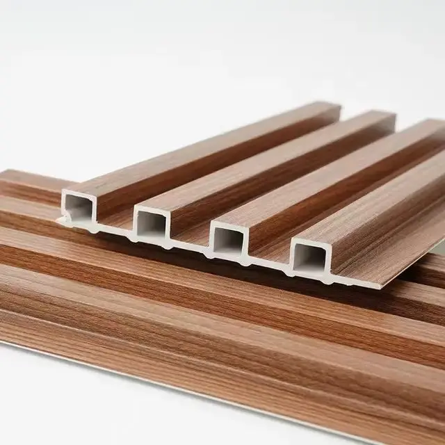 High Quality Indoor Decor Great wall Wood Grain WPC Fluted Wall panel Luxury Cladding Decorative PVC WPC For interior design