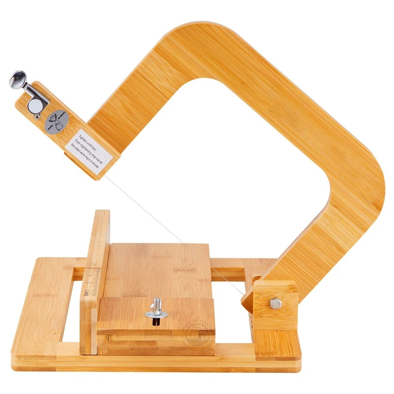 Bamboo Wooden Soap Cutter Wire Soap Cutters Adjustable Stainless Steel Cutting Tool for Handmade Soap Loaf