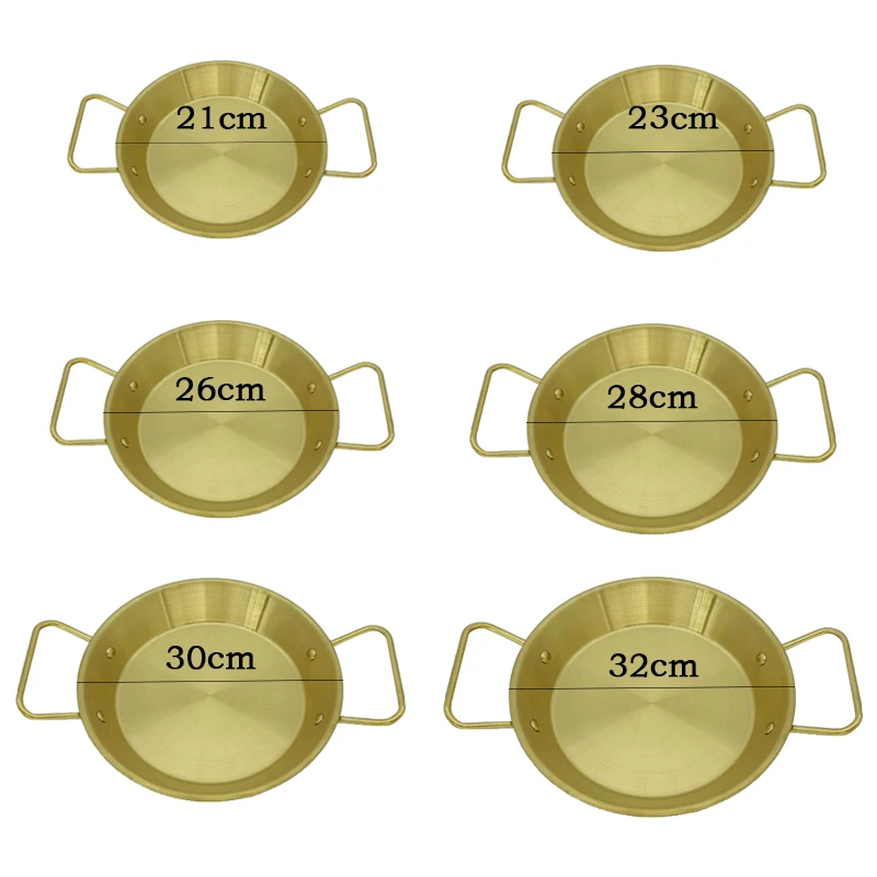 Spanish Stainless Steel Seafood Plate Double Ear Thick Flat-bottomed Pot Fried Chicken Pan Salad Pasta Plate Restaurant Tray