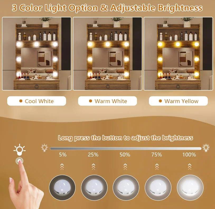 Home furniture modern wooden makeup dressing table vanity dressing table with led mirror for bedroom