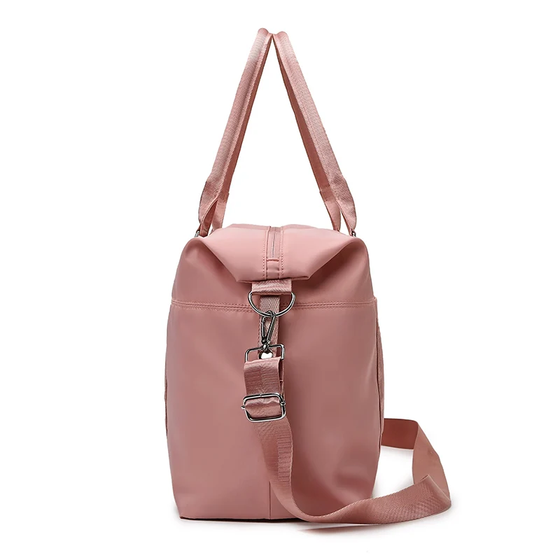 Waterproof Sports Zipper Custom Logo Pink Duffel Travel Weekender Duffel Bag Gym Tote Handbags For Women