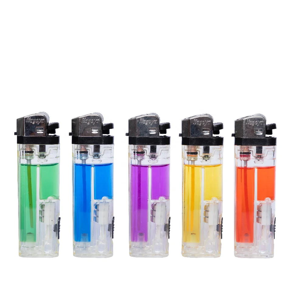 Hot Selling Disposable Plastic Lighter Flint Gas Lighter Custom Logo Transparent Lighter  With LED