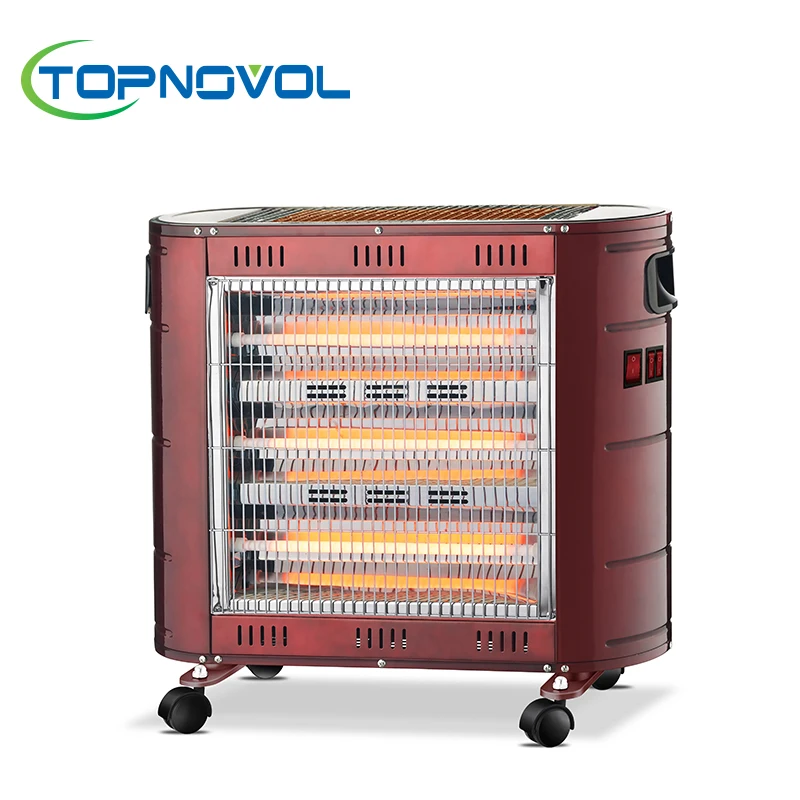 
CE CB Electric Quartz Heater With Moving Wheels Quartz Tube Heater 2400W Living Room Space Heating Radiant Fire Portable 
