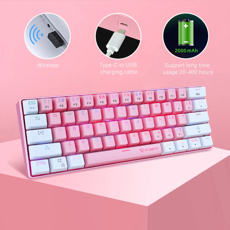 OEM factory wholesale RGB 60% gaming mechanical keyboard hot selling rgb backlit pcb hotswap pink mechanical gaming keyboard