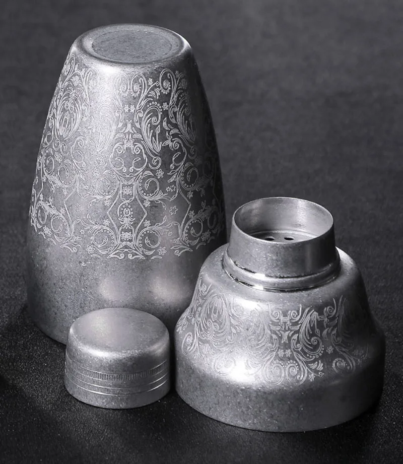 Japanese Style 500ml Stainless Steel 3-Piece Etching Cocktail Shaker Bar Shaker Cobbler Shaker Bar Tools