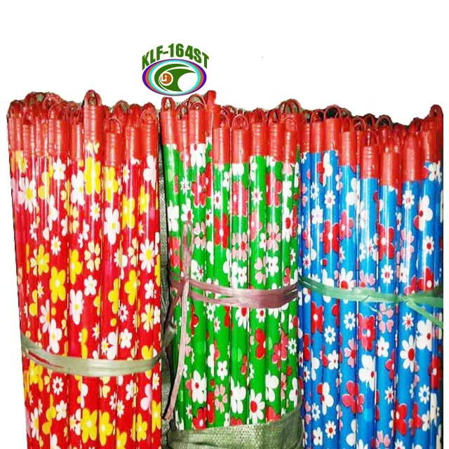 60cm,70cm,90cm,110cm,120cm,125cm,130cm,150cm Indian model flower pvc coated wooden broom mop brush sticks handles