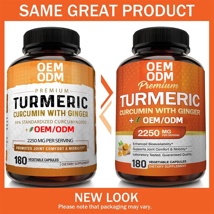180 Capsules 95% Curcuminoids Antioxidant Turmeric Curcumin with Ginger and Black Pepper Supplements