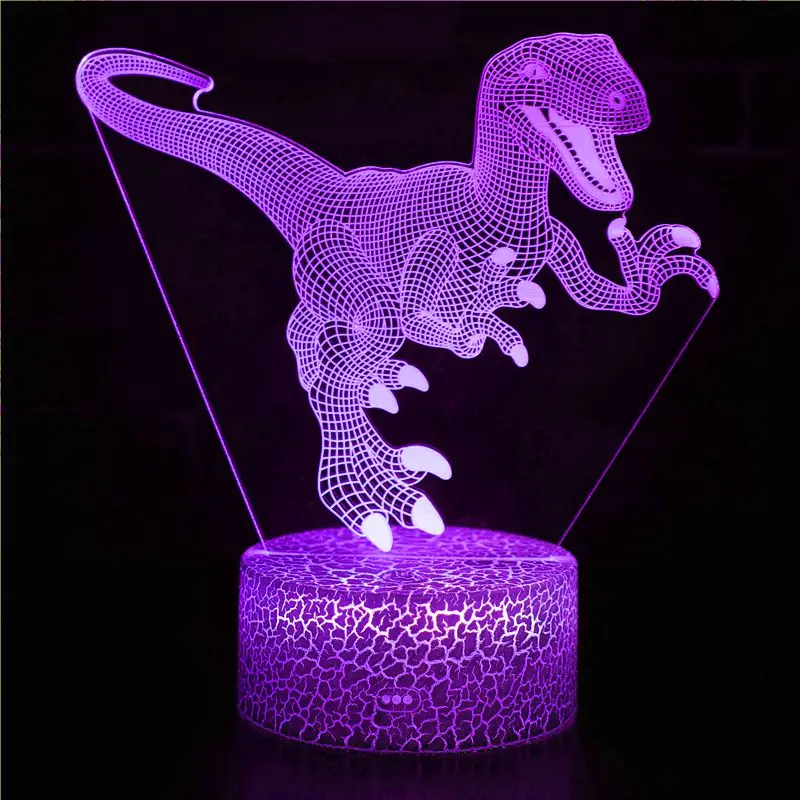 LED for dinosaur bedside lamp 3D weak angle dragon holographic illusion night light bedroom bedside USB touch night light gift