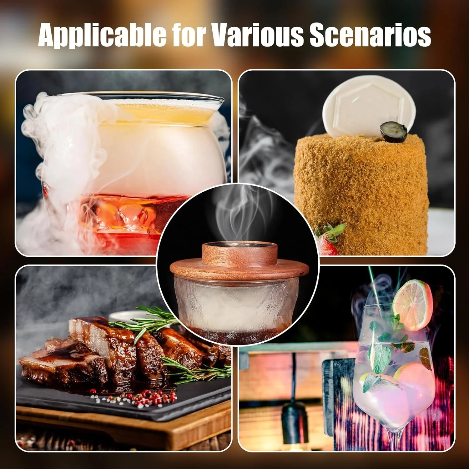 Wholesale Customized Old Fashioned Cocktail Smoker Kit Wood Whiskey Drink Smoker Torch with Chips Bar Tools Gift Set Box