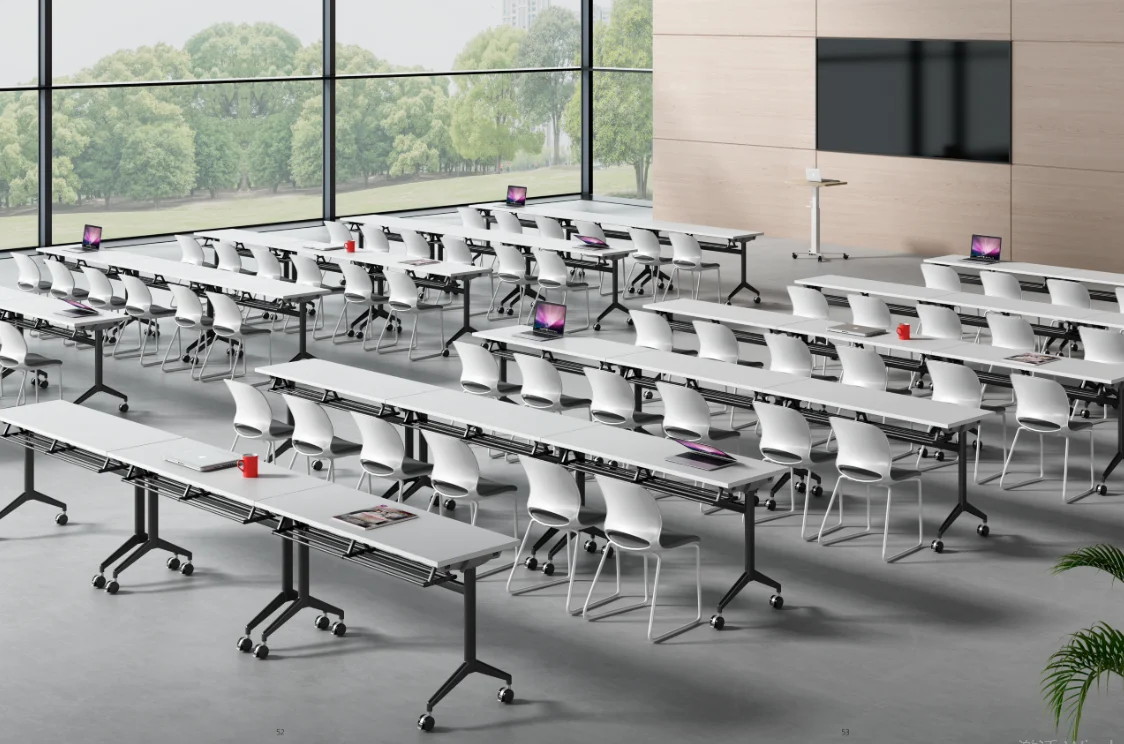 Intelligent space-saving table folding system elegant design desk frame from powder coated steel