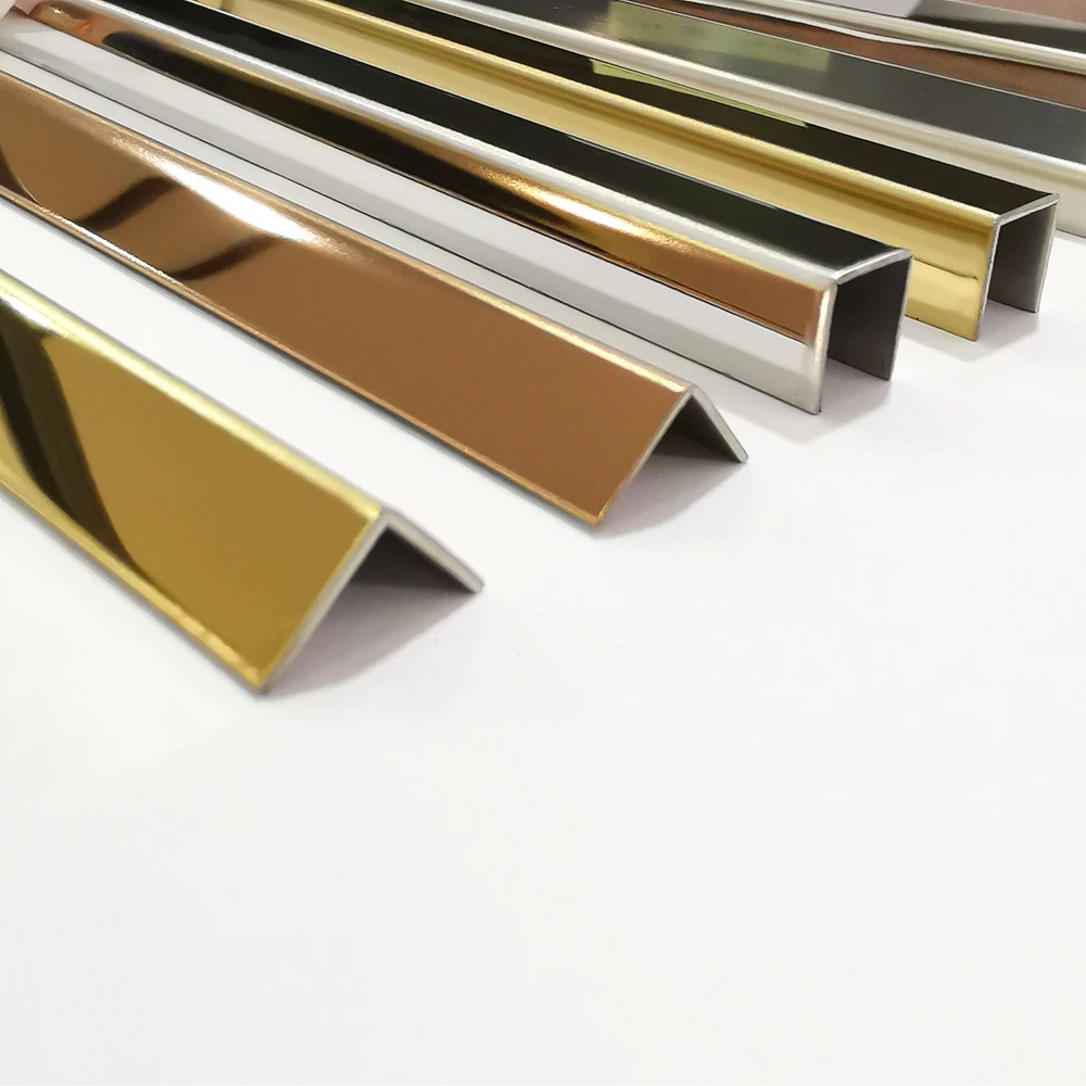 Aesthetic L Profile 316 Stainless Steel Metal Tile Corner Trim Brushed Gold For Countertop