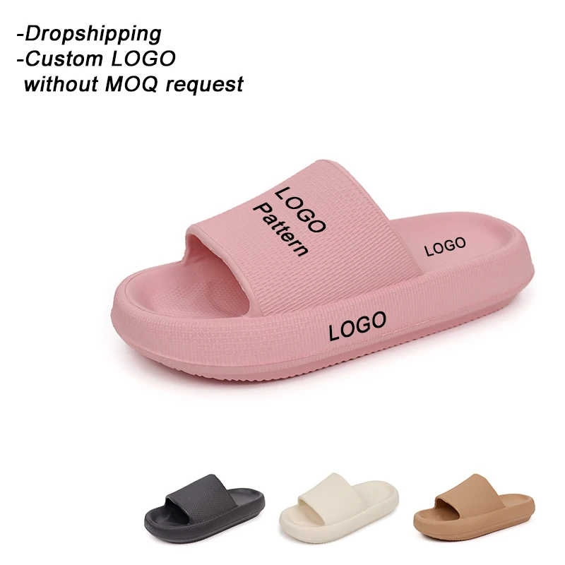 Women Thick Platform Summer Indoor Beach Pillow Slides House Cushion Cloud slippers Custom Logo Soft EVA Cloud Slides