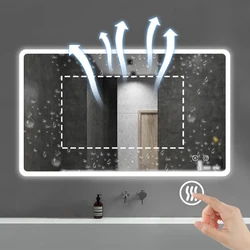 Smart Modern heated touch screen wall led light backlit bathroom mirror