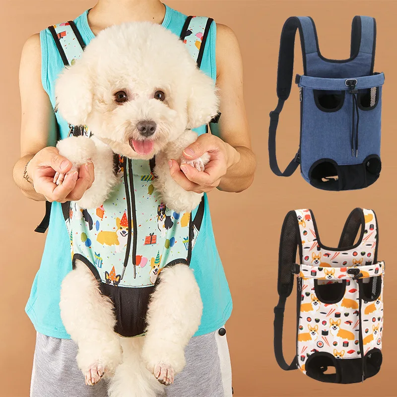 Xianchanpets Small Adjustable Dog Cat Backpack Breathable Mesh Travel Carrier Zipper Closure Customizable Logo Animal Pattern