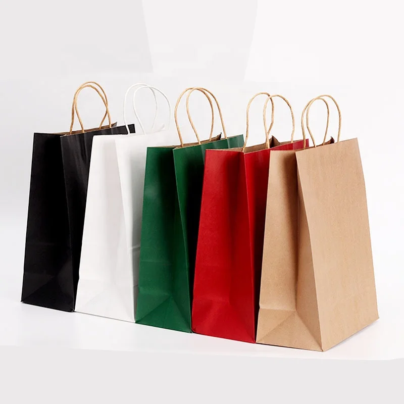 factory custom printing Retail grocery square takeaway out food packaging brown kraft paper bags with your own logo