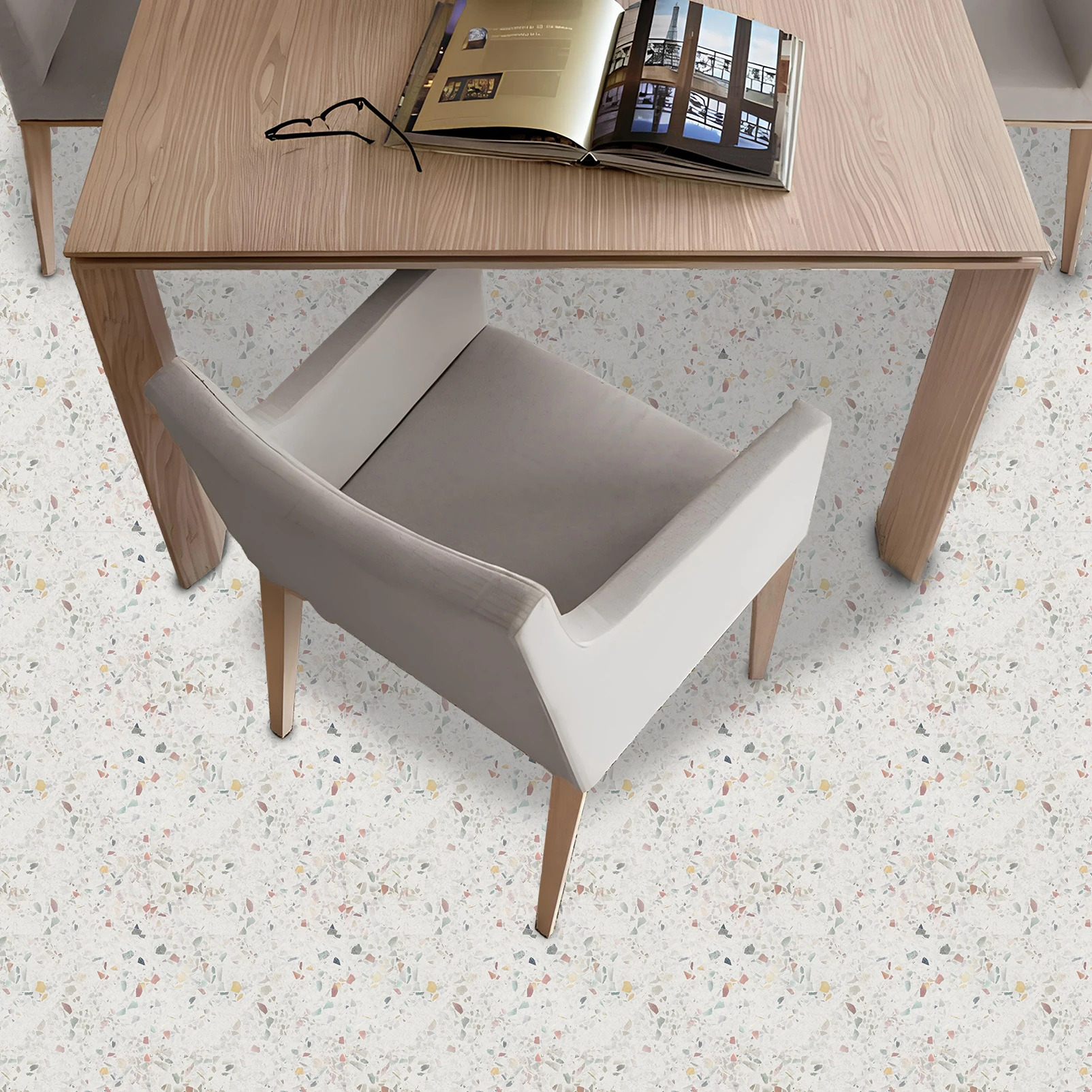 Self Adhesive Vinyl Flooring Marble Tiles Sticker Ceiling Bathroom Flooring Stick on Tiles Kitchen Floor Vinyl Tiles