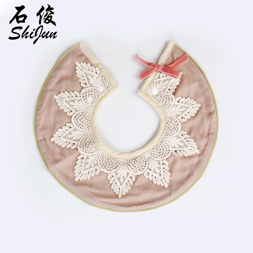 
Shijun Lovely Lace Full Circle Newborn Toddler Cotton Baby Bibs Girls ruffled Round Saliva Towel Kids Feeding Bib 