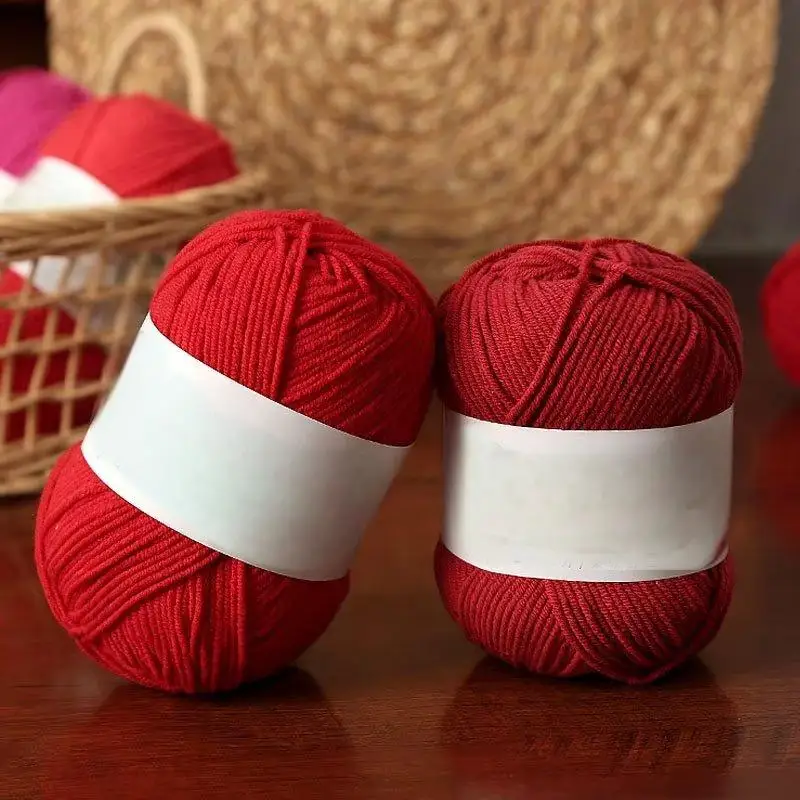 50g Rolls 5ply 4ply 3ply Colorful Soft Comfy Milk cotton yarn Fabric Cotton Blend Yarn for Beginners Hand Crochet and Knitting