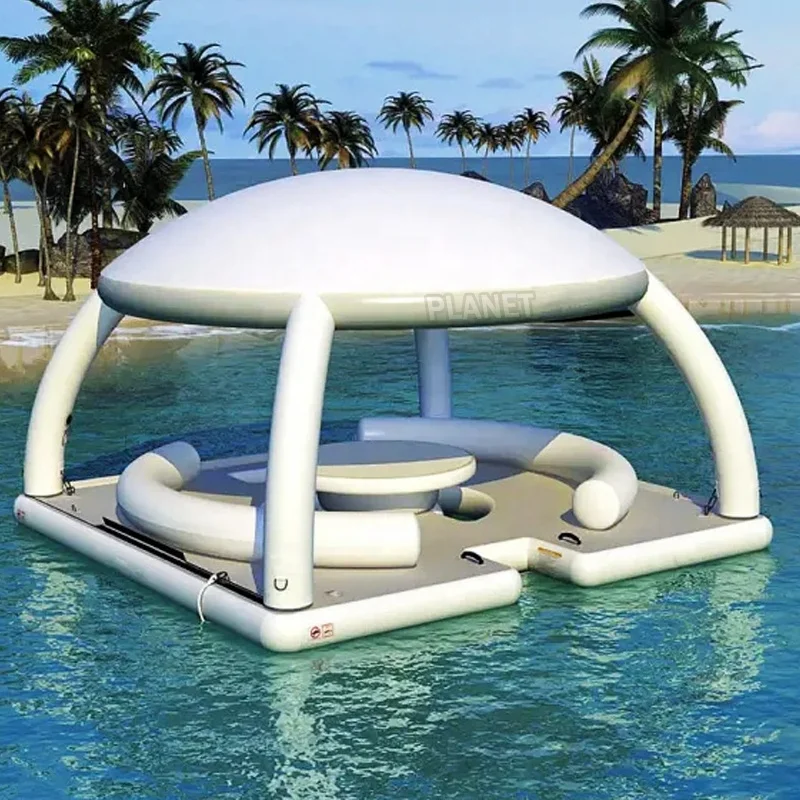 High Quality Sea Waterproof Airtight Water Leisure Float Tent Inflatable Floating Pontoon Island Dock For Yacht Boat
