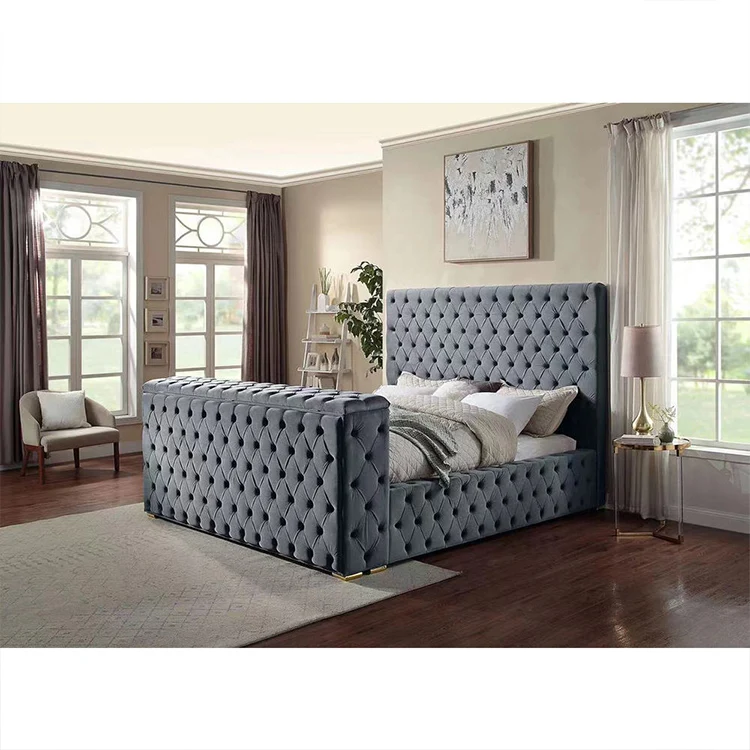 Modern Bedroom Furniture Luxury Smart Bed With Fireplace And Tv Mounting In Footboard And Tv Stand