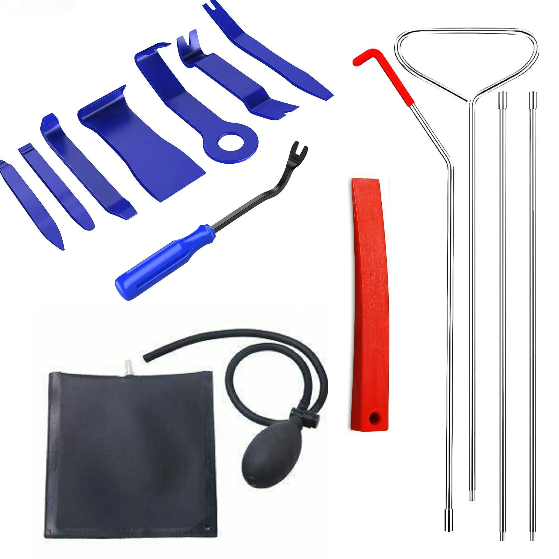 Stainless steel 4 rods can be connected to long-distance 67inch hook tools for car interior maintenance Locksmith car opener kit