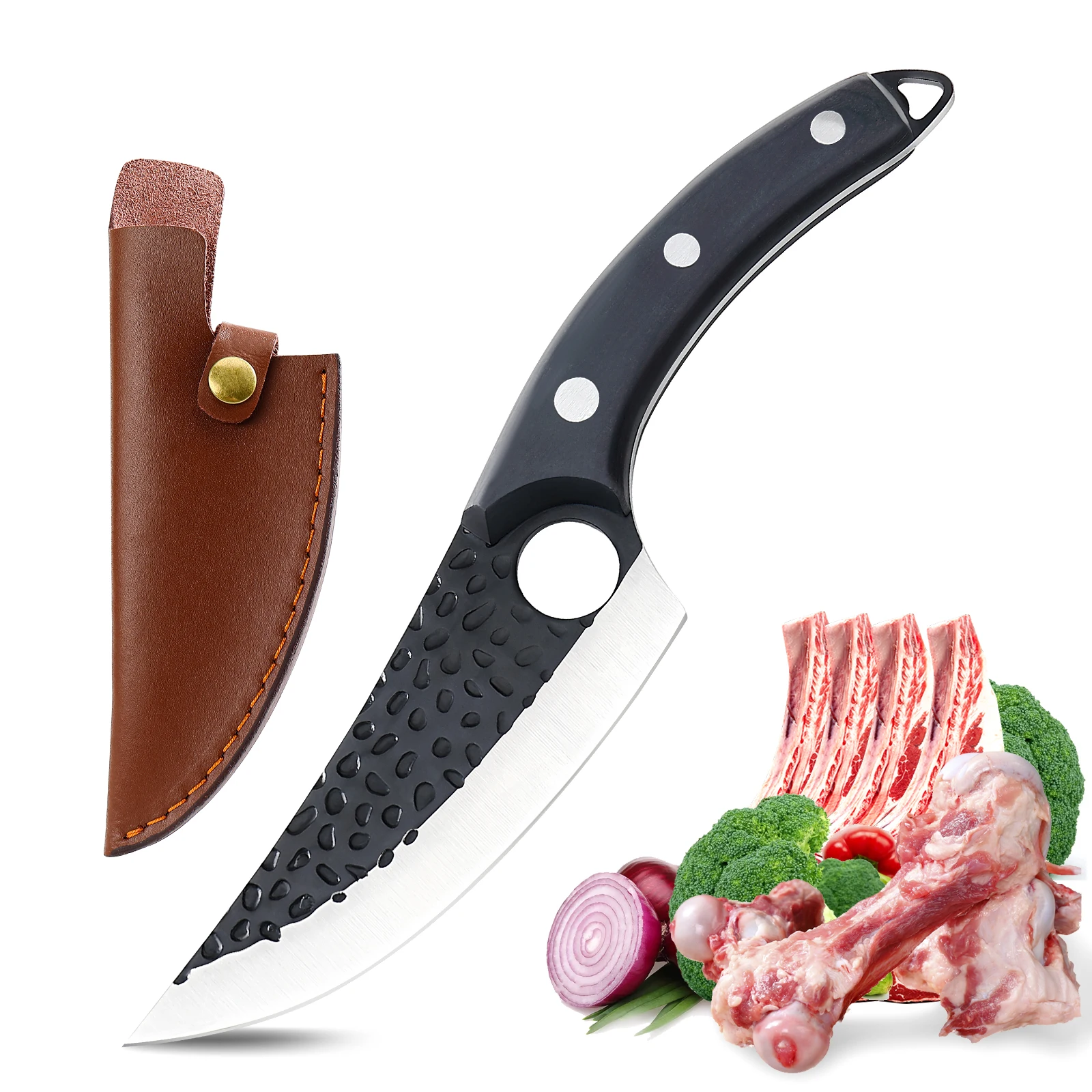 Профессиональный нож для обвалки деревянная ручка японские кухонные ножи шеф-повара дополнительная кожаная