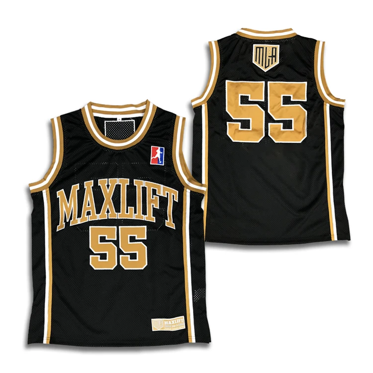 Custom Black Retro Basketball Jersey Embroidery Logo Design Mesh Basketball Shirts