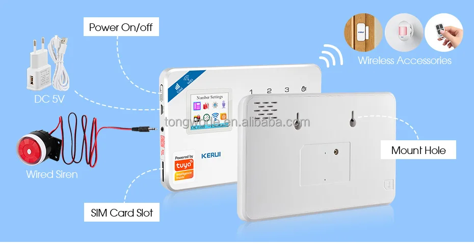 KERUI W181 Tuya Smart Alarm System With IP Indoor Cameras Wireless WIFI/GSM Home Security Systems Alarm With Sensors Remotes