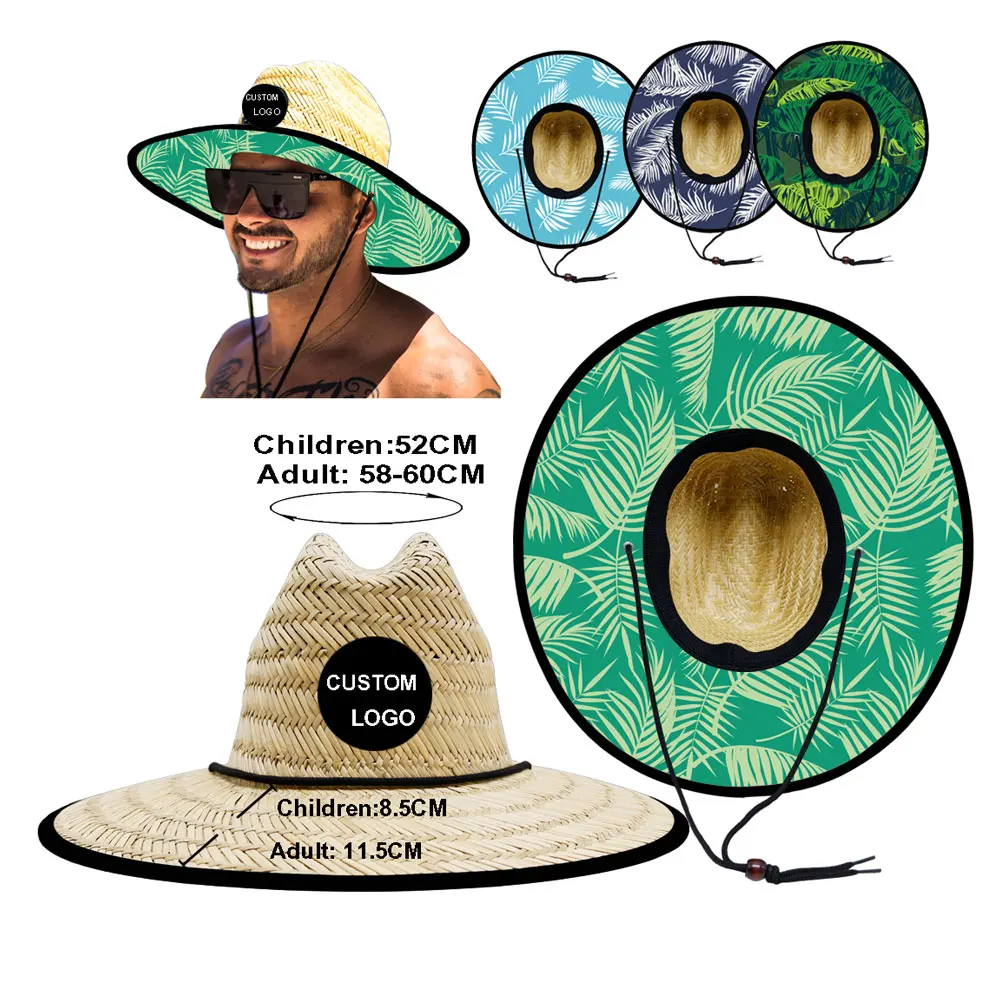 Wholesale Fish Lifeguard Hats America Island Beach Sombrero Hollow Mat Straw Cowboy Hats With Custom Logo