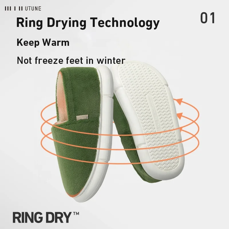 UTUNE Winter House Slippers Fashion Color Plush Cotton Indoor Home Fur Fax Furry Slippers