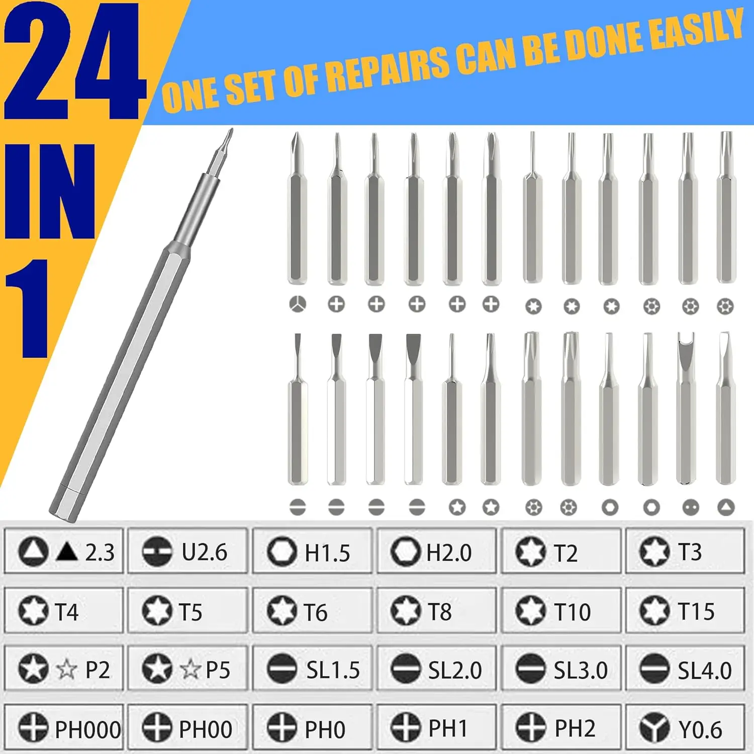 Precision Screwdriver Set, Small Screwdriver with Torx Phillips Head & Flathead