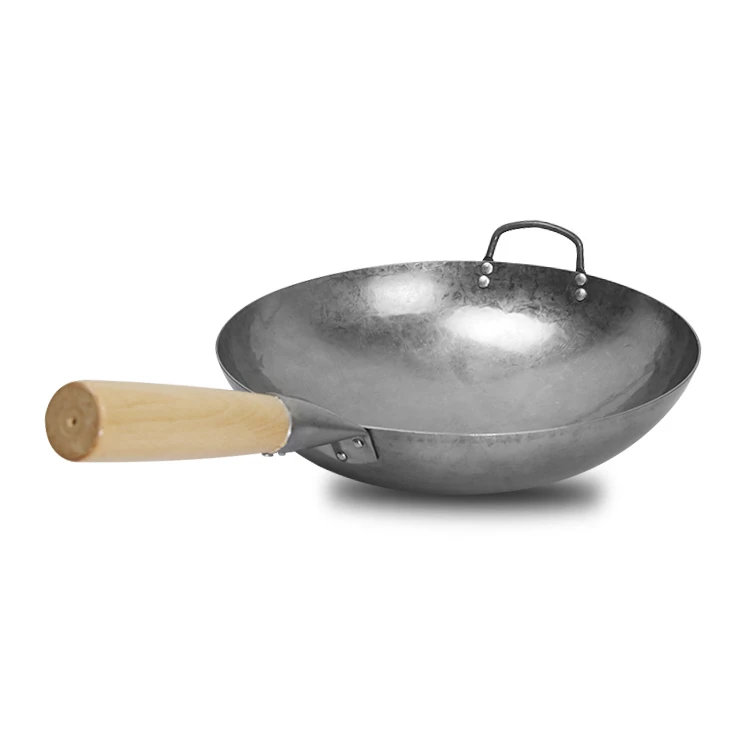 Traditional Chinese Hand made Carbon Steel Wok 2cm Health non-coating Gas Stoves pan wok