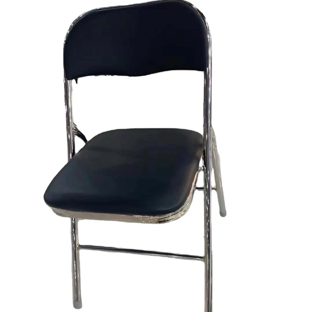 Comfortable metal upholstered PU leather folding training room chair Metal Tube Folding Chair Metal Tube Folding Chair