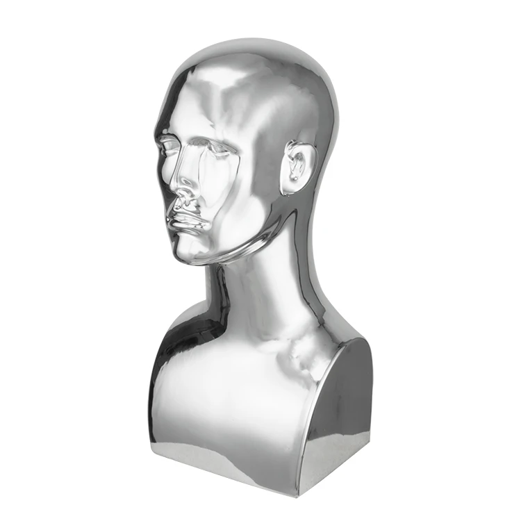 Chromed Headband Display Head Shiny Gold Stand Abs Plastic Wig Mannequin Head