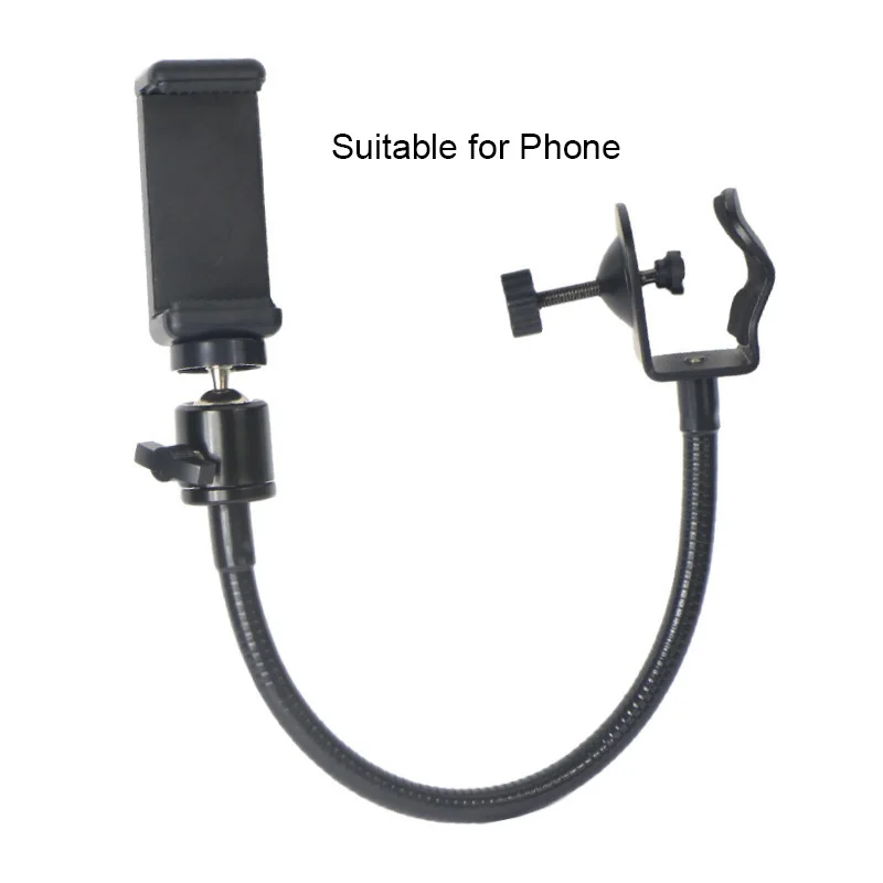 Adjustable Microphone 13' stand with clip on flexible gooseneck phone and tablet PC holder