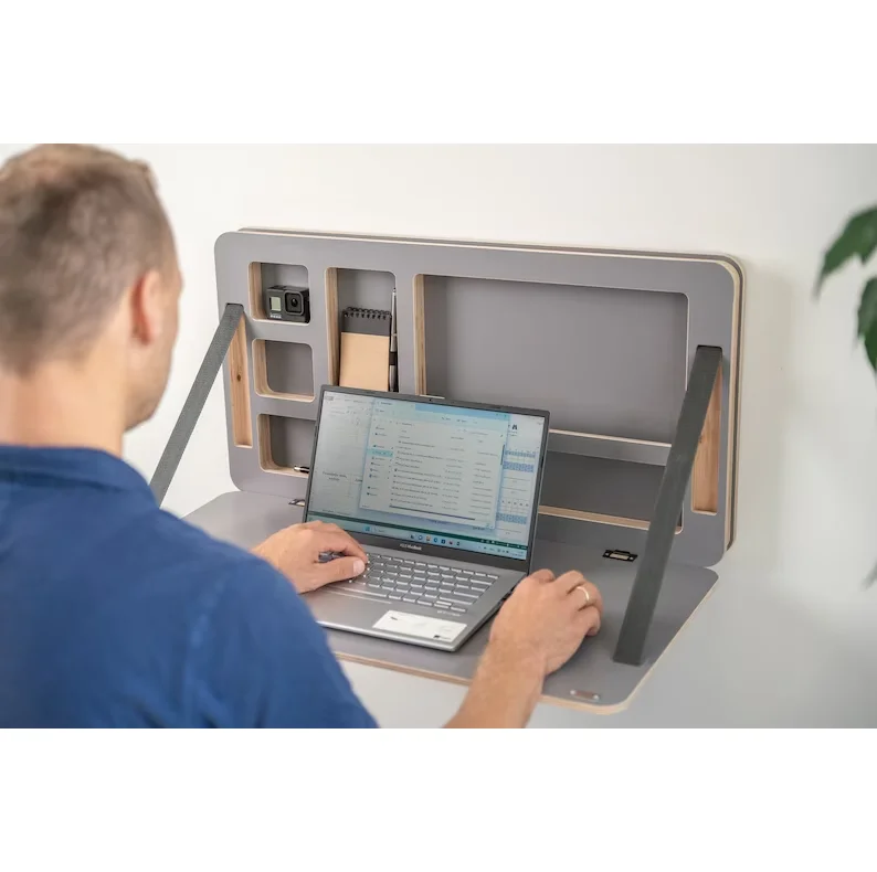 Modern minimalism creative wall-mounted desk space saving multi-functional folding wooden floating desk