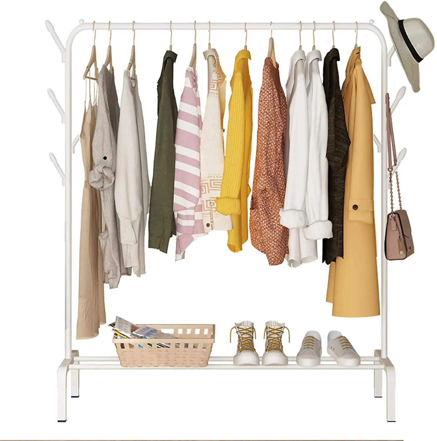 Hot Products Waterproof Clothes Garment Rack With Bottom Shelf For Home Standing Cloth Rack
