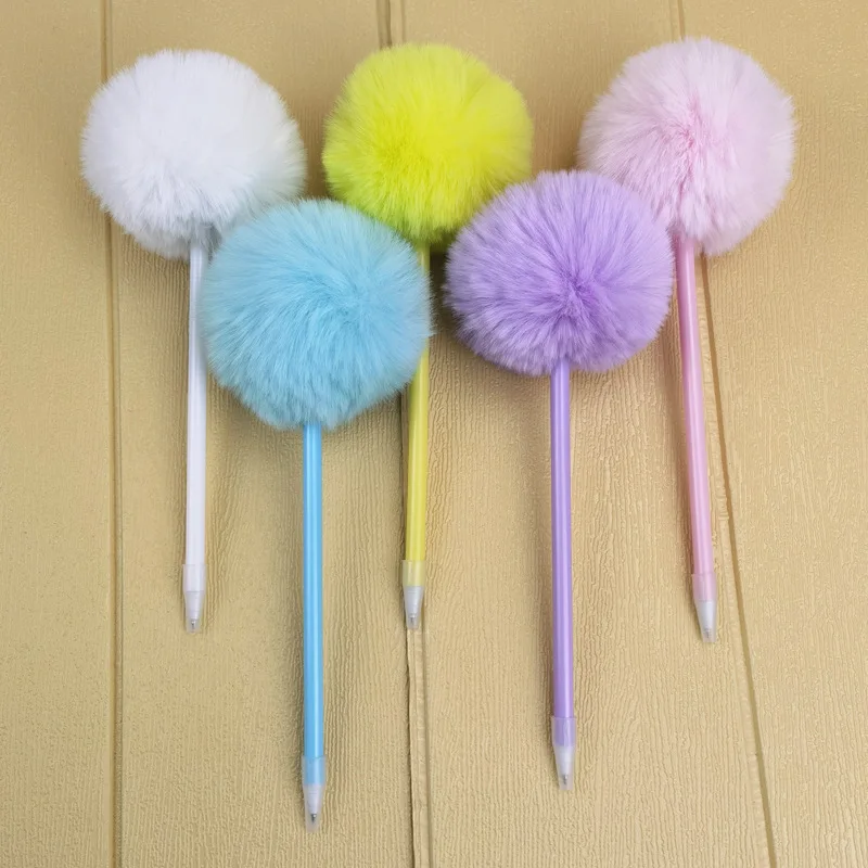 Custom Cute Colorful Fluffy Ballpoint Pen  Pom pom Pen for Girls Party