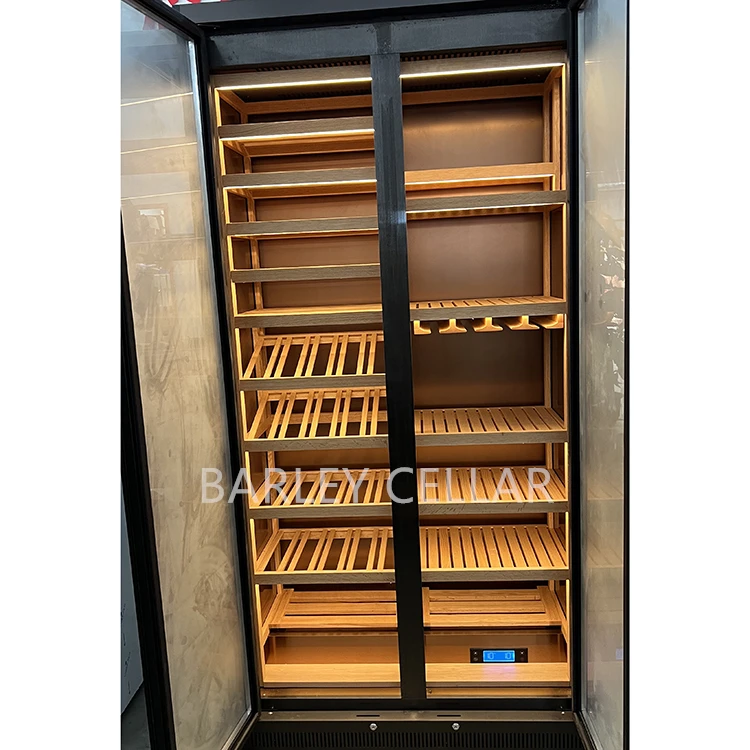 BARLEY cellar shiny gold low noise wine cellar with climate control systems